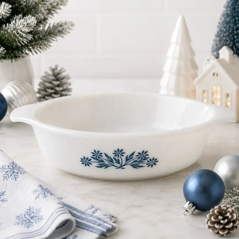Vintage Cornflower Fire King Anchor Hocking Casserole Dish Blue Milk Glass 1 Qt